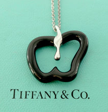 Carica l'immagine nel visualizzatore di Gallery, Authentic Tiffany & Co. Elsa Peretti Apple Necklace Black Jade Sterling Silver Large Pendant Charm Necklace