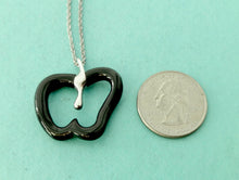 Carica l'immagine nel visualizzatore di Gallery, Authentic Tiffany & Co. Elsa Peretti Apple Necklace Black Jade Sterling Silver Large Pendant Charm Necklace