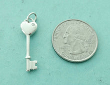 Cargar imagen en el visor de la galería, Authentic Tiffany & Co. Heart Key Diamond Sterling Silver Key Pendant Charm Necklace