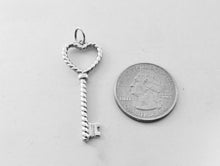 Carica l'immagine nel visualizzatore di Gallery, Authentic Tiffany & Co. Heart Twist Key Sterling Silver Size Medium Key Pendant Charm Necklace