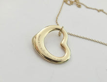Load image into Gallery viewer, Authentic Tiffany & Co Elsa Peretti Open Heart Necklace 22mm Yellow Gold 18K Pendant Necklace