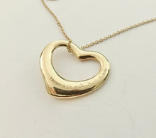 Load image into Gallery viewer, Authentic Tiffany & Co Elsa Peretti Open Heart Necklace 22mm Yellow Gold 18K Pendant Necklace
