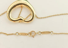 Load image into Gallery viewer, Authentic Tiffany & Co Elsa Peretti Open Heart Necklace 22mm Yellow Gold 18K Pendant Necklace