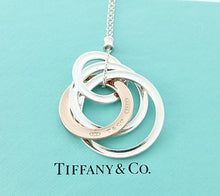 Load image into Gallery viewer, Authentic Tiffany & Co. 1837 Interlocking Circles Necklace Pendant Sterling Silver Rubedo Four Rings Necklace Size Large