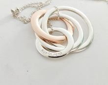 Load image into Gallery viewer, Authentic Tiffany & Co. 1837 Interlocking Circles Necklace Pendant Sterling Silver Rubedo Four Rings Necklace Size Large