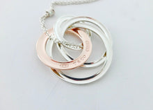 Load image into Gallery viewer, Authentic Tiffany & Co. 1837 Interlocking Circles Necklace Pendant Sterling Silver Rubedo Four Rings Necklace Size Large