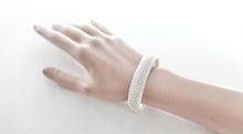 Cargar imagen en el visor de la galería, Authentic Tiffany & Co. Somerset Mesh Bracelet Sterling Silver Domed Bangle Bracelet