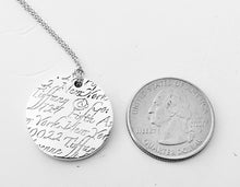 Cargar imagen en el visor de la galería, Authentic Tiffany & Co. Notes “Fifth Avenue” Necklace Round Sterling Address Silver Large Pendant Necklace