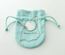 Cargar imagen en el visor de la galería, Authentic Tiffany & Co. Notes “Fifth Avenue” Necklace Round Sterling Address Silver Large Pendant Necklace