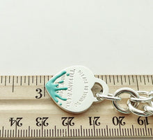 Carregar imagem no visualizador da galeria, Authentic Return to Tiffany Splash Heart Bracelet Tiffany & Co. Sterling Silver Color Blue Enamel Medium Heart Tag Bracelet Size Small