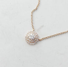 Carica l'immagine nel visualizzatore di Gallery, Authentic Tiffany & Co. Soleste Diamond Pendant Necklace Double Halo Round Cut Solitaire Diamonds Rose Gold Necklace