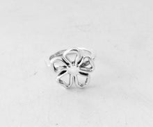 Load image into Gallery viewer, Authentic Tiffany & Co. Flower Ring Sterling Silver Open Stencil Hibiscus Flower Band Ring Size 6