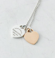Load image into Gallery viewer, Authentic Return to Tiffany Mini Heart Tag Necklace Sterling Silver Rose Gold Double Hearts 18K Gold Pendants Necklace