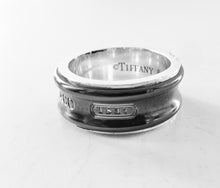 Load image into Gallery viewer, Authentic Tiffany & Co. 1837 Medium Ring Titanium Sterling Silver T Co Concave Band Ring Size 6.5