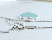 Carica l'immagine nel visualizzatore di Gallery, Authentic Tiffany & Co. Blue Enamel Heart Tag Charm Size Medium Sterling Silver Pendant Necklace