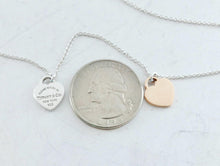 Load image into Gallery viewer, Authentic Return to Tiffany Mini Heart Tag Necklace Sterling Silver Rose Gold Double Hearts 18K Gold Pendants Necklace