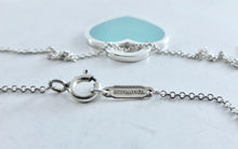 Carica l'immagine nel visualizzatore di Gallery, Authentic Tiffany & Co. Blue Enamel Heart Tag Charm Size Medium Sterling Silver Pendant Necklace