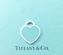 Carica l'immagine nel visualizzatore di Gallery, Authentic Tiffany & Co. Blue Enamel Heart Tag Charm Size Medium Sterling Silver Pendant Necklace