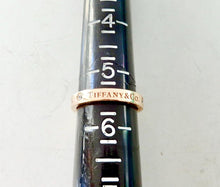 Load image into Gallery viewer, Authentic Tiffany T&CO Gold Diamond Ring 18K Triple Diamonds Rose Gold 3mm Band Ring Size 5.5