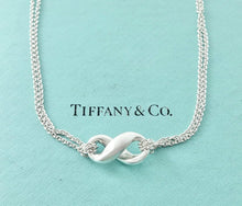 Carica l'immagine nel visualizzatore di Gallery, Authentic Tiffany Co. Infinity Necklace Sterling Silver Figure 8 Double Chain Vintage Necklace 16 Inches