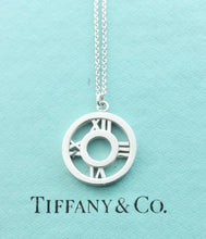 Cargar imagen en el visor de la galería, Tiffany & Co. Atlas Necklace Roman Numerals Round Circle Pendant Sterling Silver Necklace Size Medium