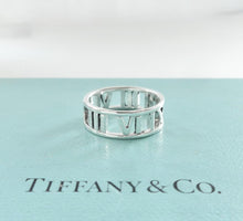 Load image into Gallery viewer, Authentic Tiffany & Co. Atlas Pierced Ring, Roman Numerals Sterling Silver Ring Size 6