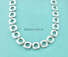 Carica l'immagine nel visualizzatore di Gallery, Authentic Tiffany & Co. Square Cushion Necklace Toggle Clasp Round Cutout Link Sterling Silver Necklace