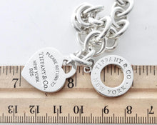 Carregar imagem no visualizador da galeria, Authentic Return to Tiffany Heart Toggle Bracelet Tiffany & Co. Heart Tag Sterling Silver Clasp Link Bracelet Size Medium