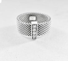 Load image into Gallery viewer, Authentic Tiffany & Co. Somerset Mesh Diamond Ring Sterling Silver Four Diamonds Band Ring Size 5