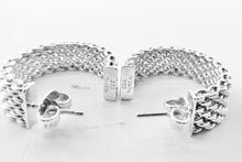 Load image into Gallery viewer, Authentic Tiffany & Co. Somerset Mesh Earrings Sterling Silver Wide Hoop Size Medium Pierced Earrings