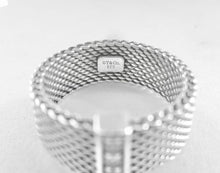 Load image into Gallery viewer, Authentic Tiffany & Co. Somerset Mesh Diamond Ring Sterling Silver Four Diamonds Band Ring Size 5