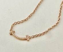Laden Sie das Bild in den Galerie-Viewer, Authentic Tiffany & Co. Tiffany T Smile Bracelet Rose Gold Diamonds Mini Smile Size Small 18k Bracelet 6 Inches