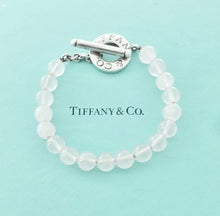Carica l'immagine nel visualizzatore di Gallery, Authentic Tiffany & Co. Rose Quartz Bracelet Pink 8mm Bead Ball Sterling Silver Toggle Clasp Bracelet