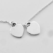 Laden Sie das Bild in den Galerie-Viewer, Authentic Return to Tiffany Heart Diamond Necklace Sterling Silver Red Enamel Double Mini Hearts Pendant Tiffany & Co. Necklace