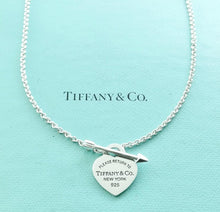 Load image into Gallery viewer, Authentic Return to Tiffany Lovestruck Heart Tag Necklace Sterling Silver Arrow Small Heart Toggle Clasp Necklace
