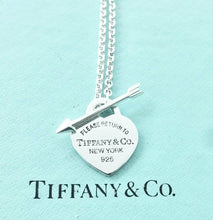 Load image into Gallery viewer, Authentic Return to Tiffany Lovestruck Heart Tag Necklace Sterling Silver Arrow Small Heart Toggle Clasp Necklace