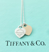 Load image into Gallery viewer, Authentic Return to Tiffany Mini Heart Tag Necklace Sterling Silver Rose Gold Double Hearts 18K Gold Pendants Necklace