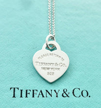 Load image into Gallery viewer, Authentic Return to Tiffany Blue Enamel Heart Tag Charm Sterling Silver Tiffany & Co. Small Pendant Necklace