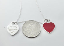 Laden Sie das Bild in den Galerie-Viewer, Authentic Return to Tiffany Heart Necklace Size Small Double Hearts Sterling Silver Red Enamel Necklace 16-18 Inches