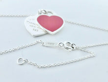 Laden Sie das Bild in den Galerie-Viewer, Authentic Return to Tiffany Heart Necklace Size Small Double Hearts Sterling Silver Red Enamel Necklace 16-18 Inches