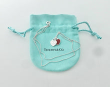 Laden Sie das Bild in den Galerie-Viewer, Authentic Return to Tiffany Heart Diamond Necklace Sterling Silver Red Enamel Double Mini Hearts Pendant Tiffany & Co. Necklace