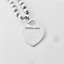 Carregar imagem no visualizador da galeria, Authentic Return to Tiffany Heart Bead Necklace Sterling Silver Tiffany & Co. Small Heart Tag 4mm Mini Ball Necklace 18 Inches