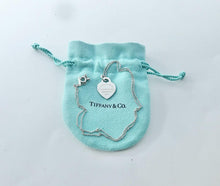 Load image into Gallery viewer, Authentic Return to Tiffany Blue Enamel Heart Tag Charm Sterling Silver Tiffany & Co. Small Pendant Necklace