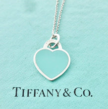 Load image into Gallery viewer, Authentic Return to Tiffany Blue Enamel Heart Tag Charm Sterling Silver Tiffany & Co. Small Pendant Necklace