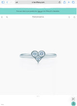 Cargar imagen en el visor de la galería, Authentic Tiffany &amp; Co. Hearts Diamond Ring Platinum Three 3 Diamonds Heart .19 Carat Ring Size 5
