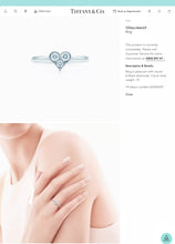 Cargar imagen en el visor de la galería, Authentic Tiffany &amp; Co. Hearts Diamond Ring Platinum Three 3 Diamonds Heart .19 Carat Ring Size 5
