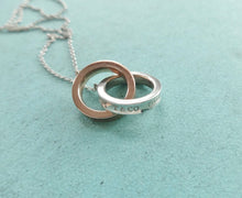 Load image into Gallery viewer, Authentic Tiffany &amp; Co. 1837 Interlocking Circles Necklace Pendant Sterling Silver Rubedo Necklace Small
