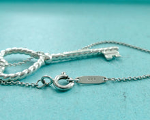 Carica l'immagine nel visualizzatore di Gallery, Authentic Tiffany &amp; Co. Heart Twist Key Sterling Silver Size Medium Key Pendant Charm Necklace
