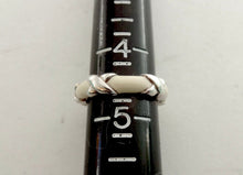 Load image into Gallery viewer, Authentic Tiffany &amp; Co. Enamel Ring Narrow Sterling Silver White Enamel Signature Band Ring Size 4.5
