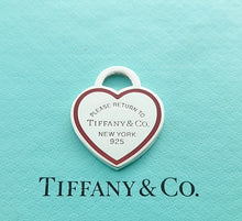 Cargar imagen en el visor de la galería, Authentic Tiffany &amp; Co. Return to Tiffany Heart Charm Red Enamel Sterling Silver Size Medium Pendant Necklace
